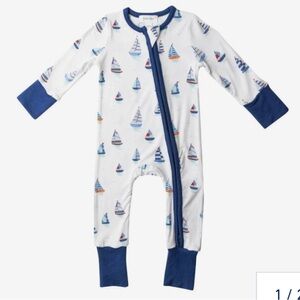 Angel Dear Nautical Boats Bamboo Onesie 12-18M NWT